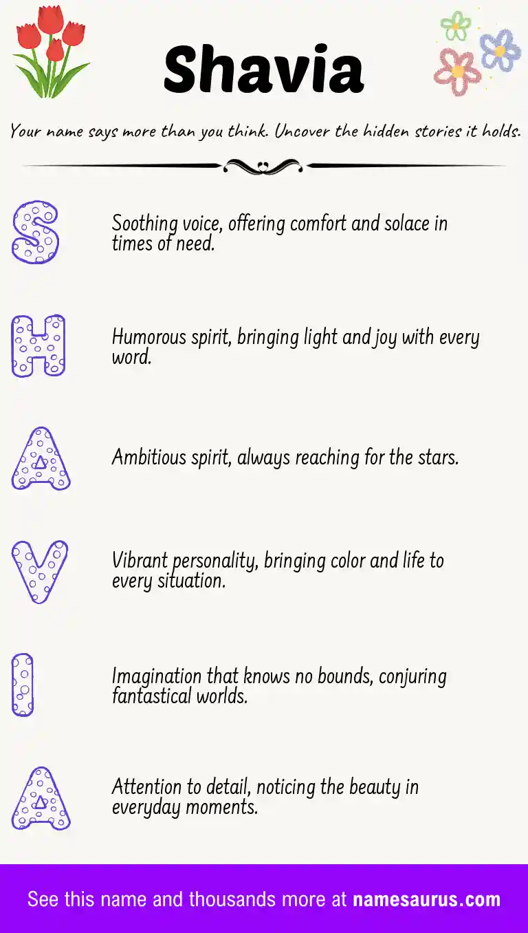 Acrostic poem about Shavia.