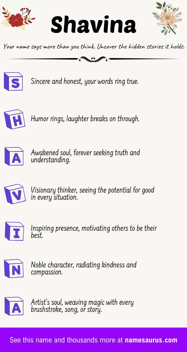 Acrostic poem about Shavina.