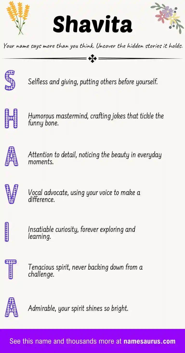 Acrostic poem about Shavita.