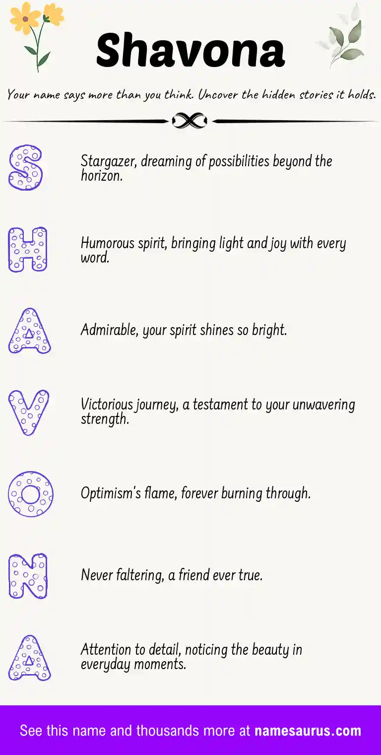 Acrostic poem about Shavona.
