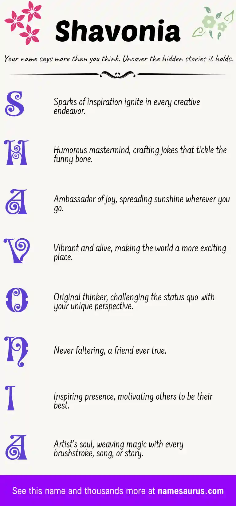 Acrostic poem about Shavonia.