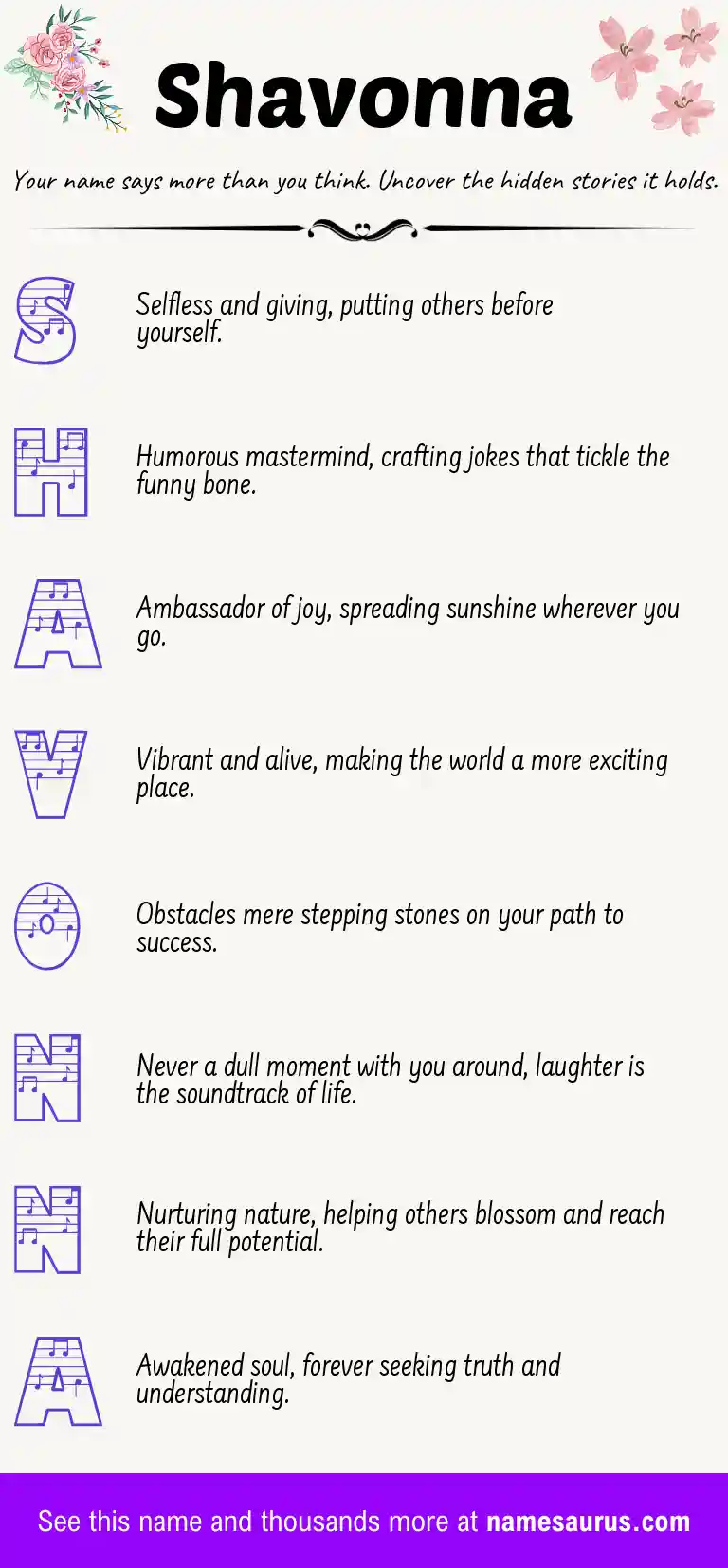 Acrostic poem about Shavonna.