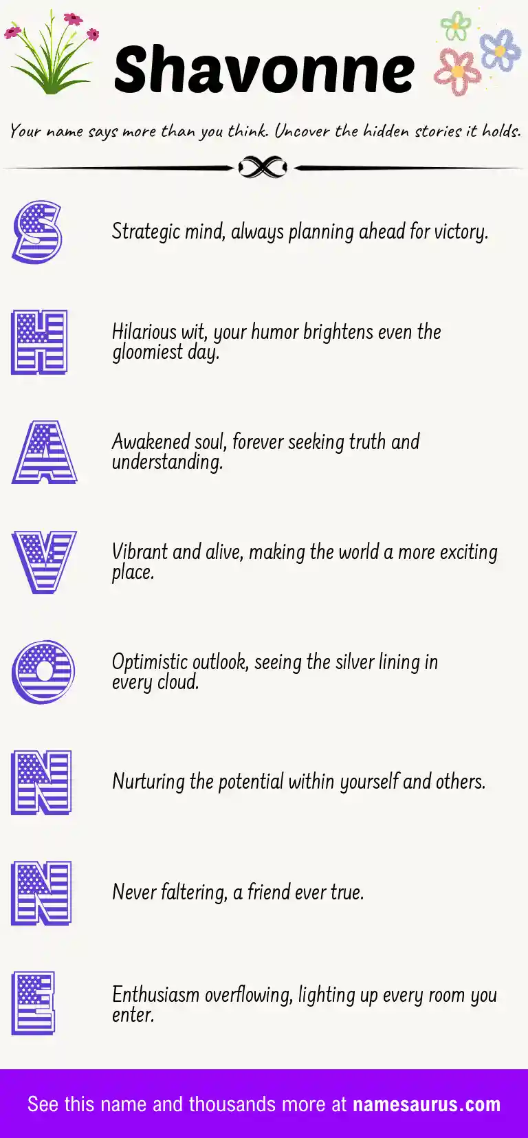 Acrostic poem about Shavonne.