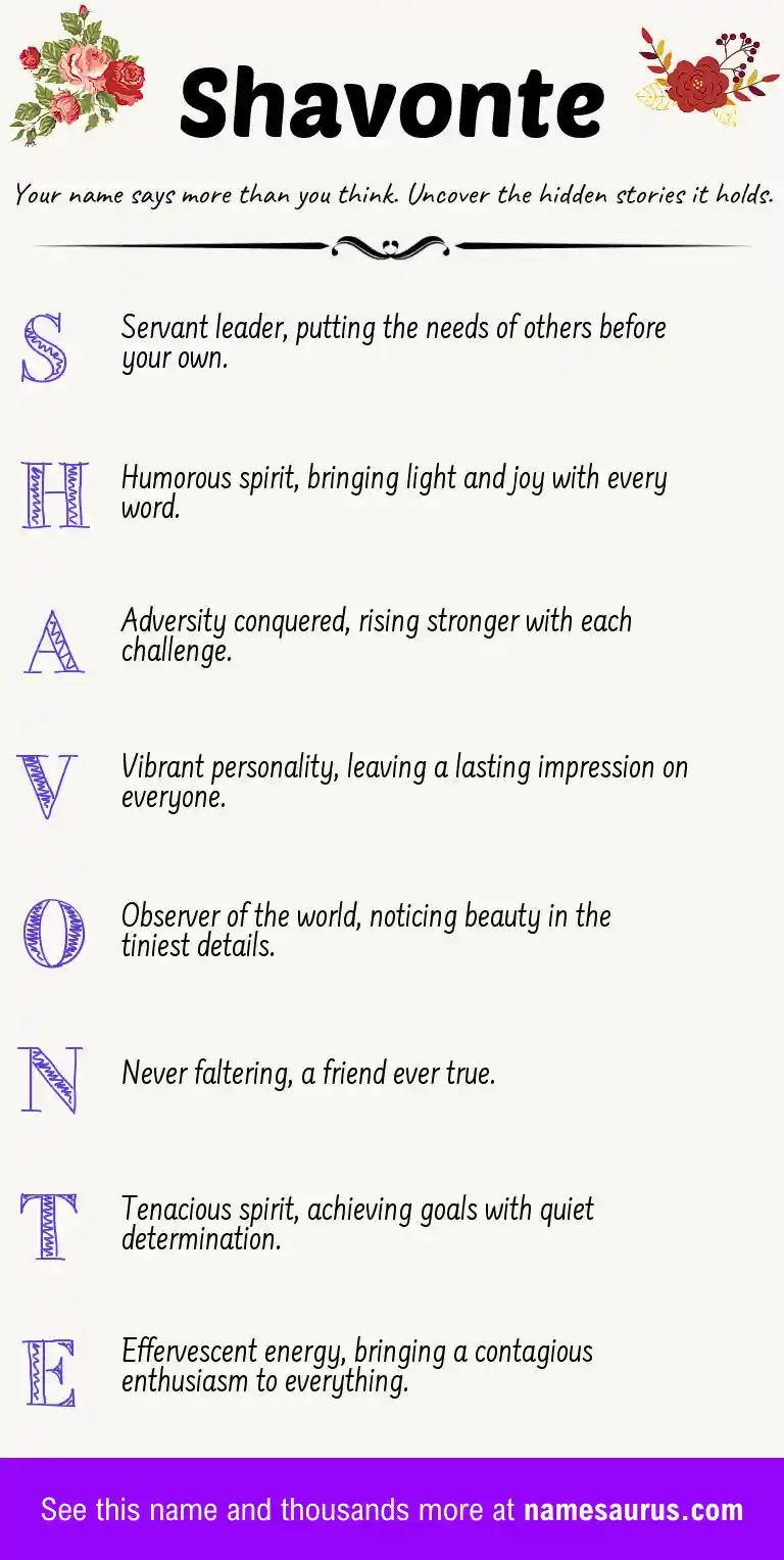 Acrostic poem about Shavonte.