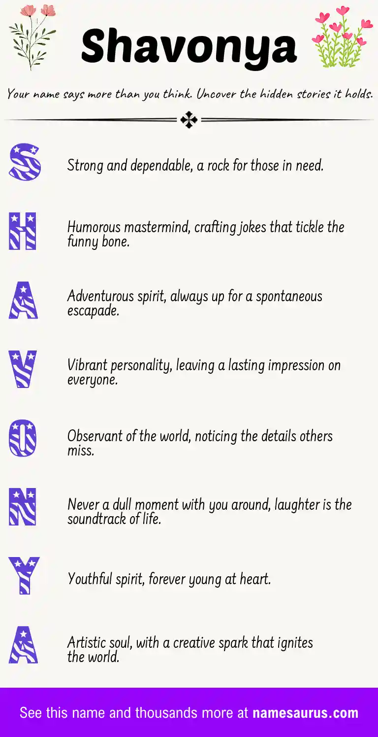 Acrostic poem about Shavonya.