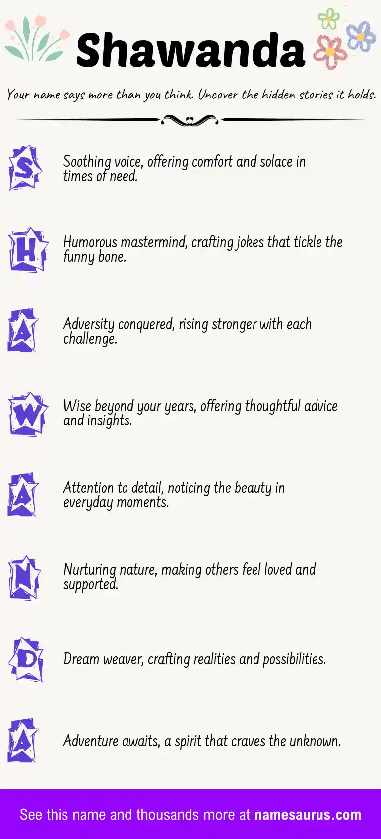 Acrostic poem about Shawanda.