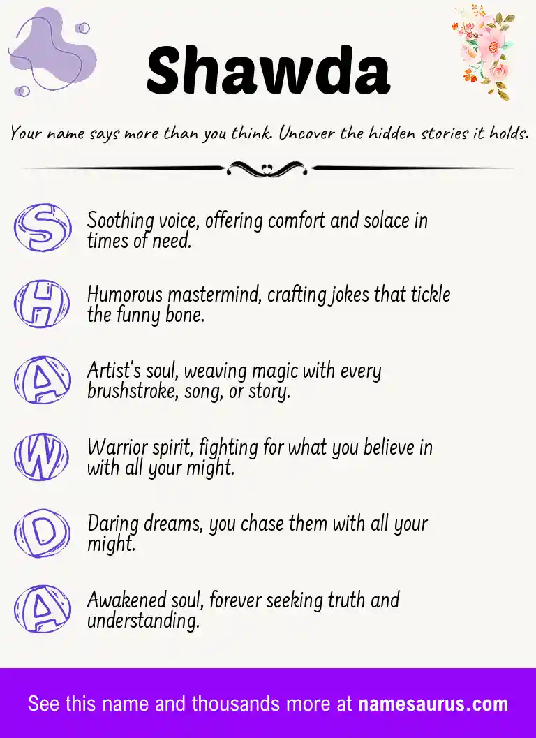 Acrostic poem about Shawda.