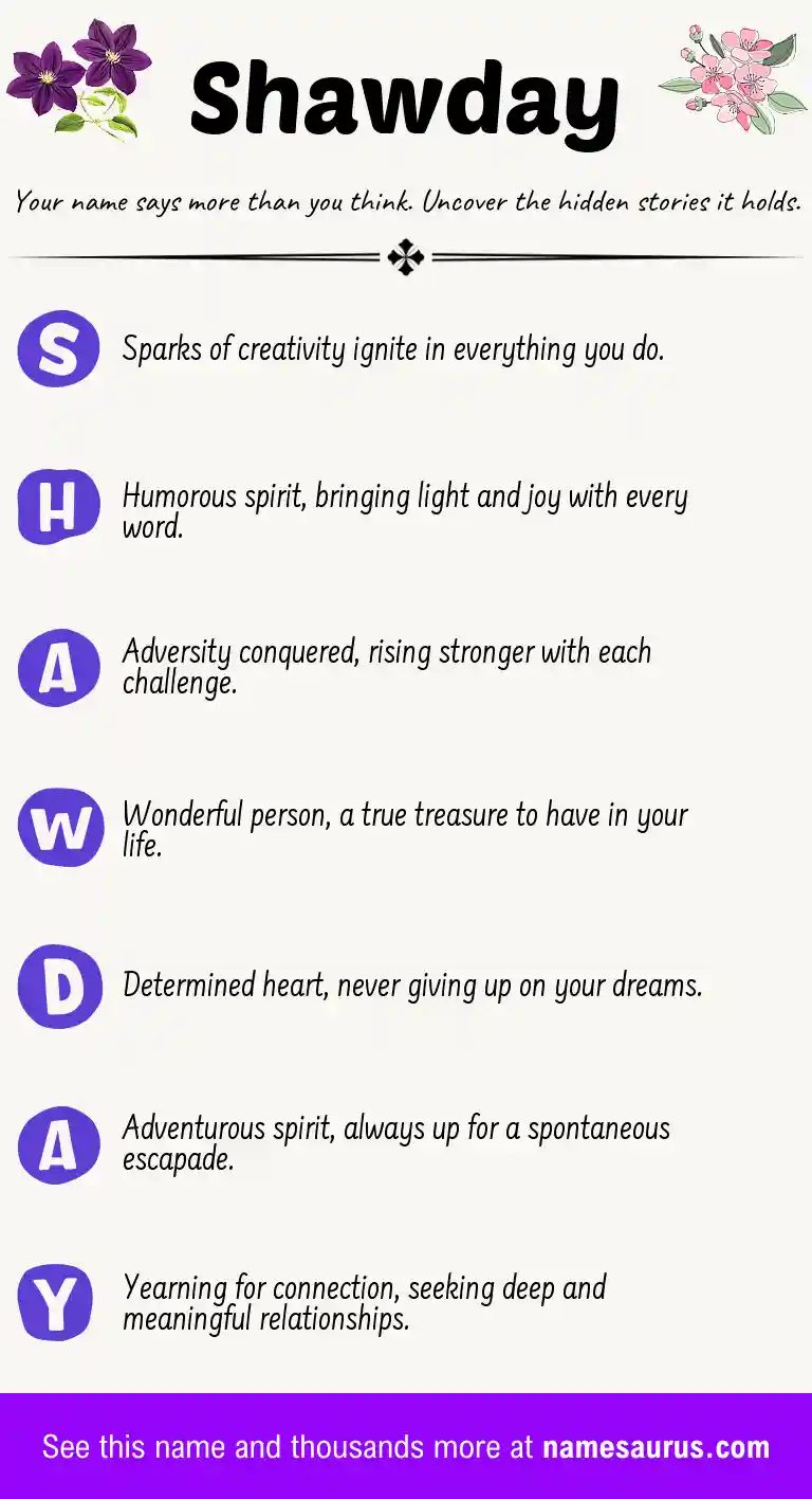 Acrostic poem about Shawday.