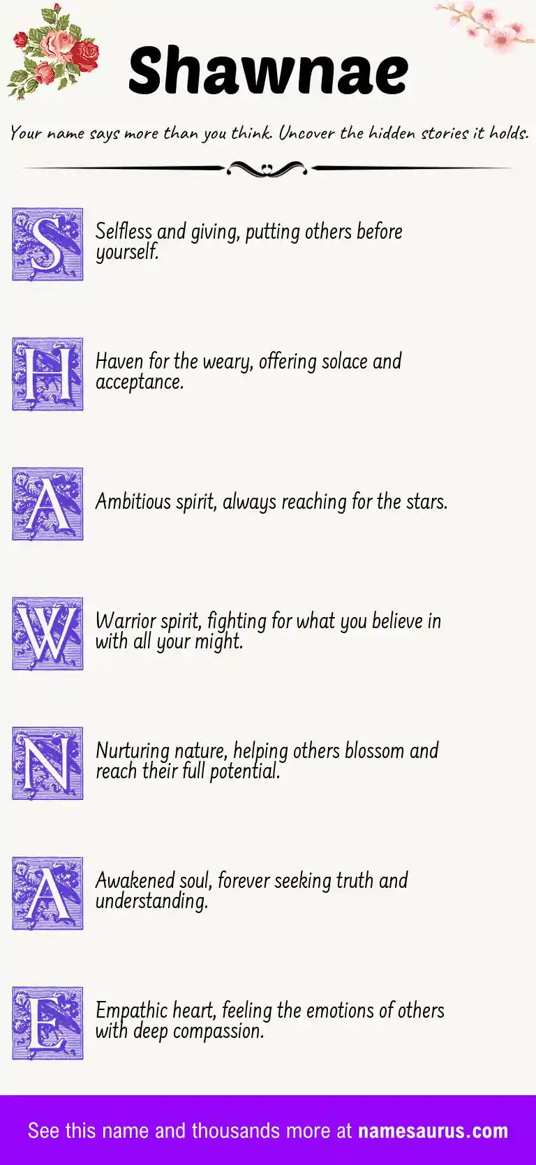 Acrostic poem about Shawnae.
