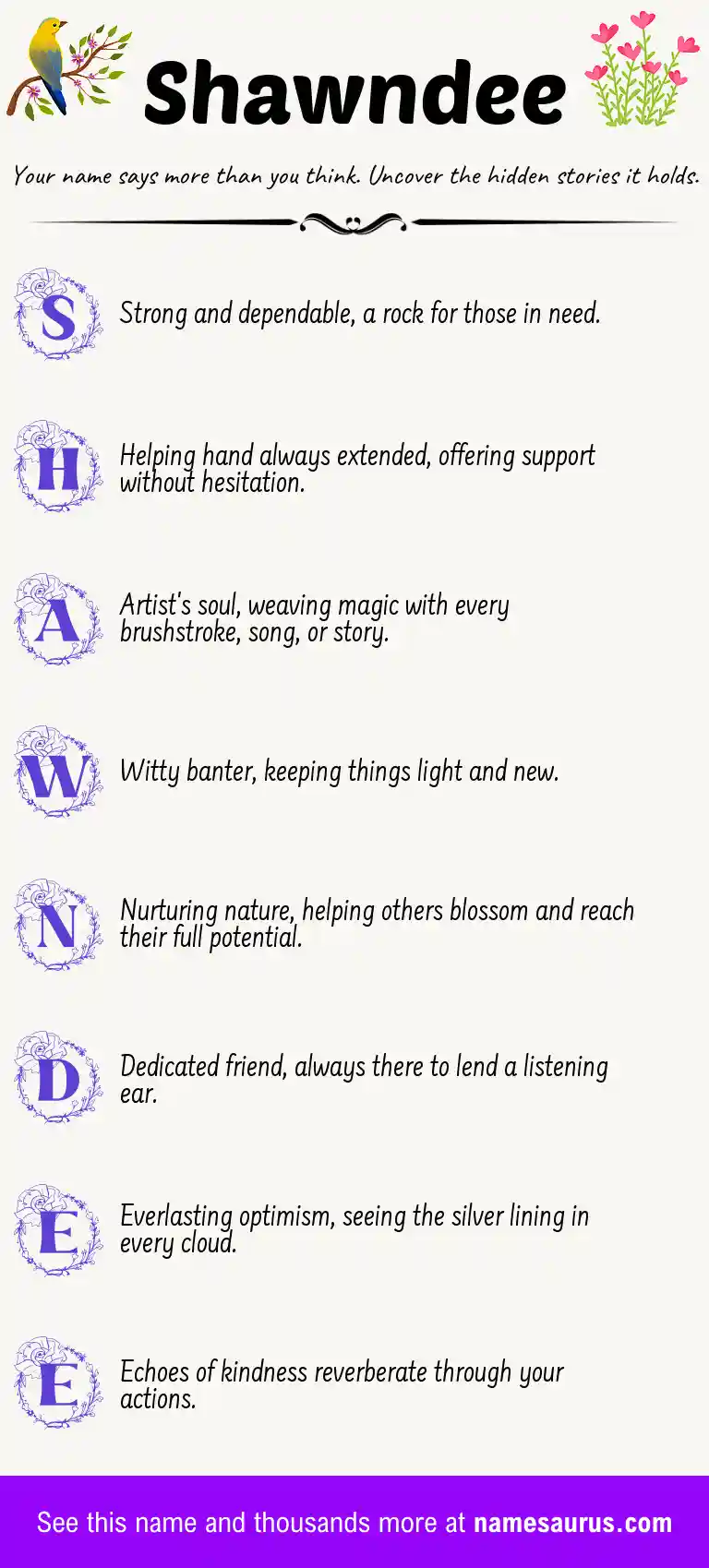 Acrostic poem about Shawndee.
