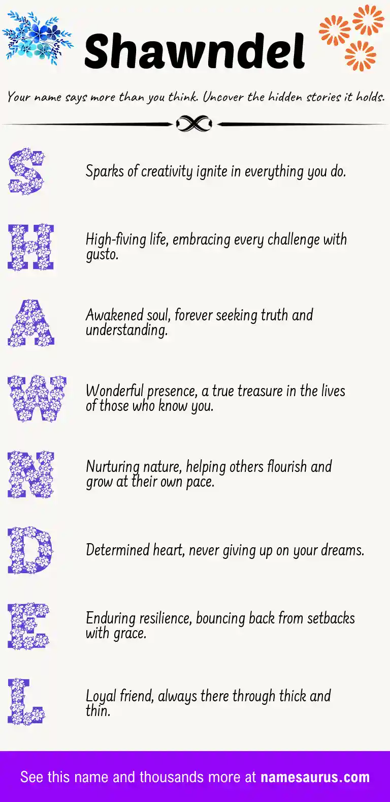 Acrostic poem about Shawndel.