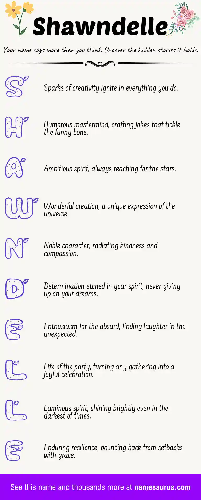 Acrostic poem about Shawndelle.