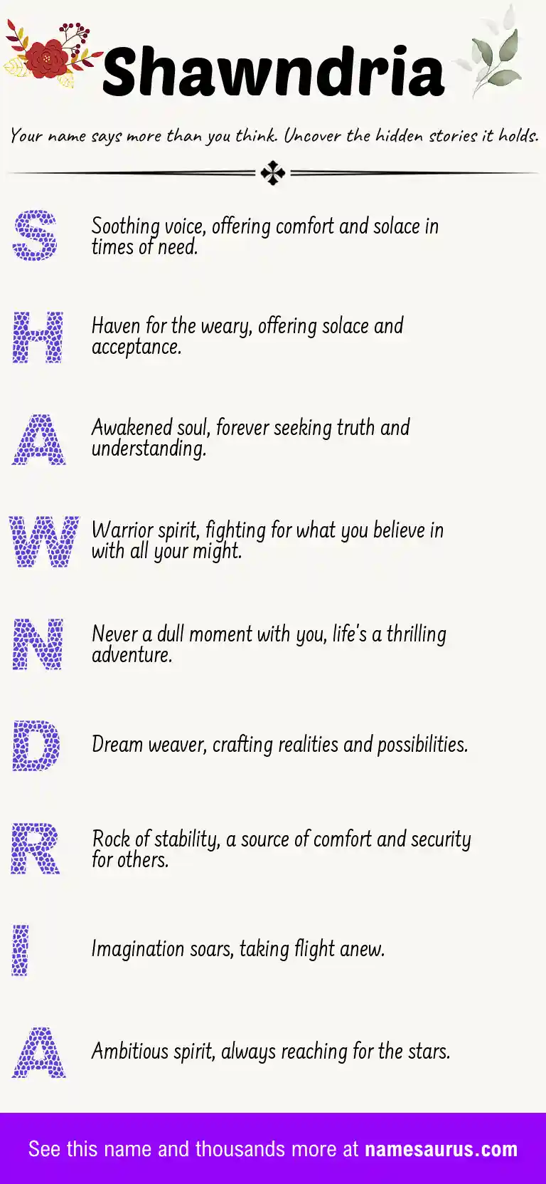 Acrostic poem about Shawndria.