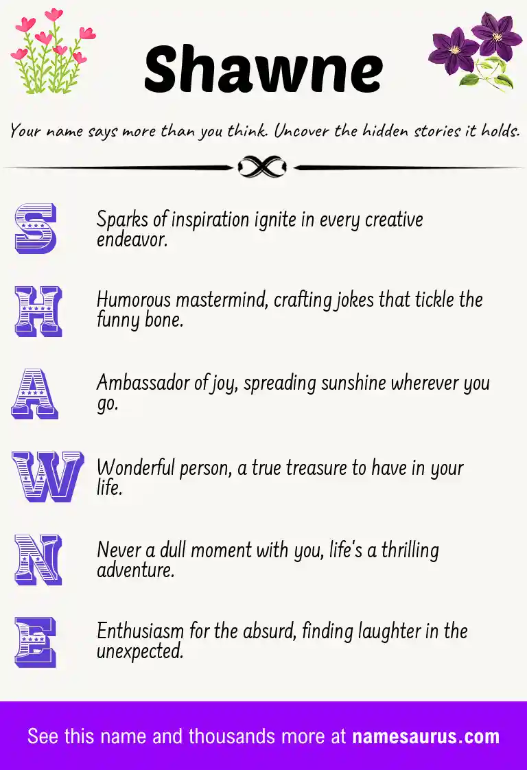 Acrostic poem about Shawne.