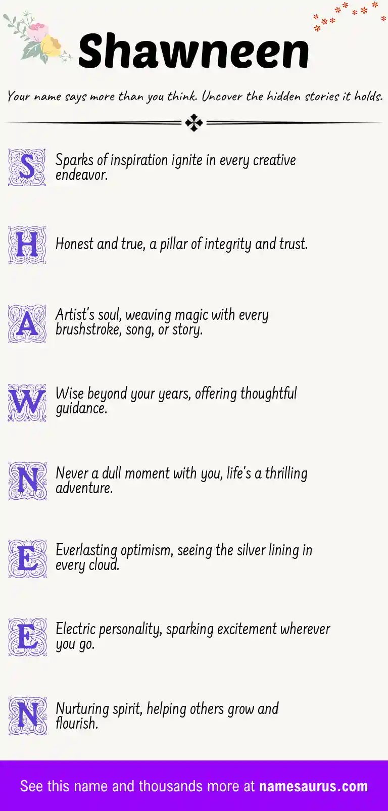 Acrostic poem about Shawneen.