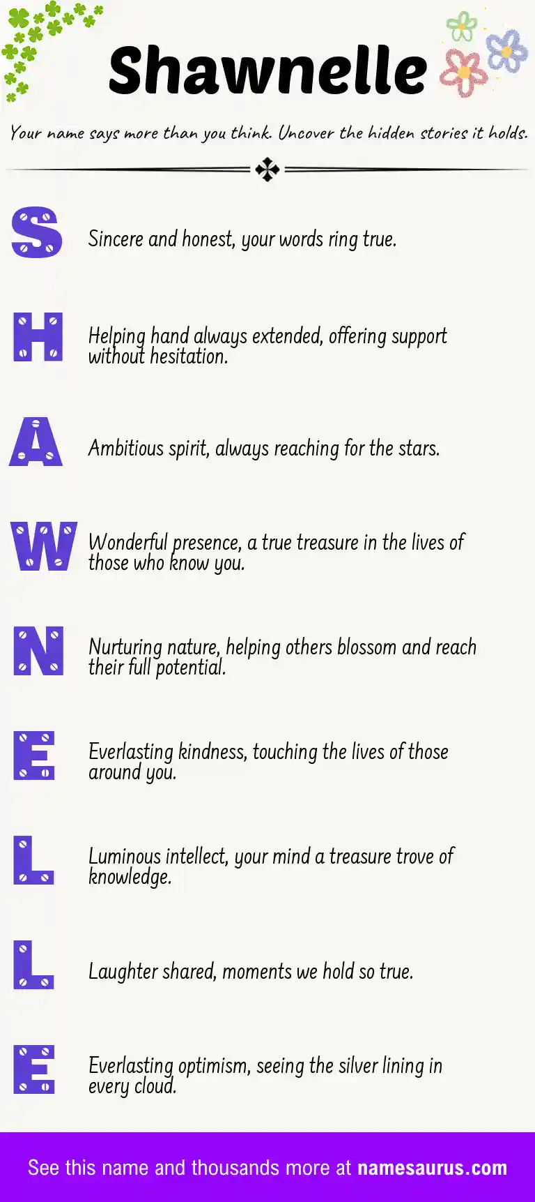 Acrostic poem about Shawnelle.
