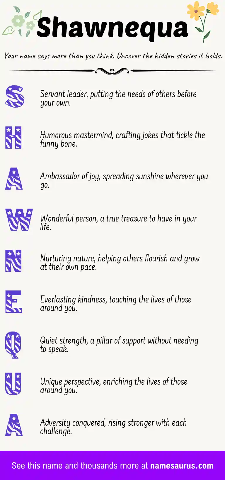 Acrostic poem about Shawnequa.