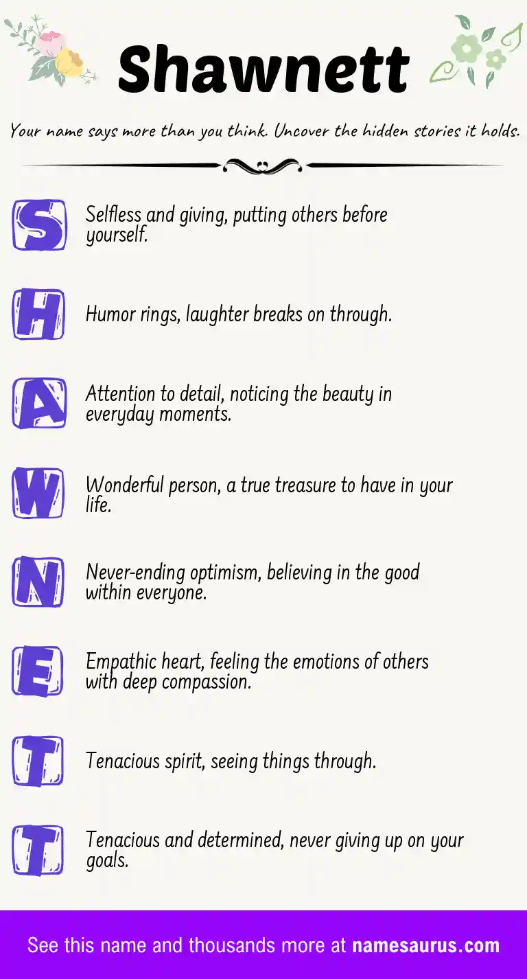 Acrostic poem about Shawnett.