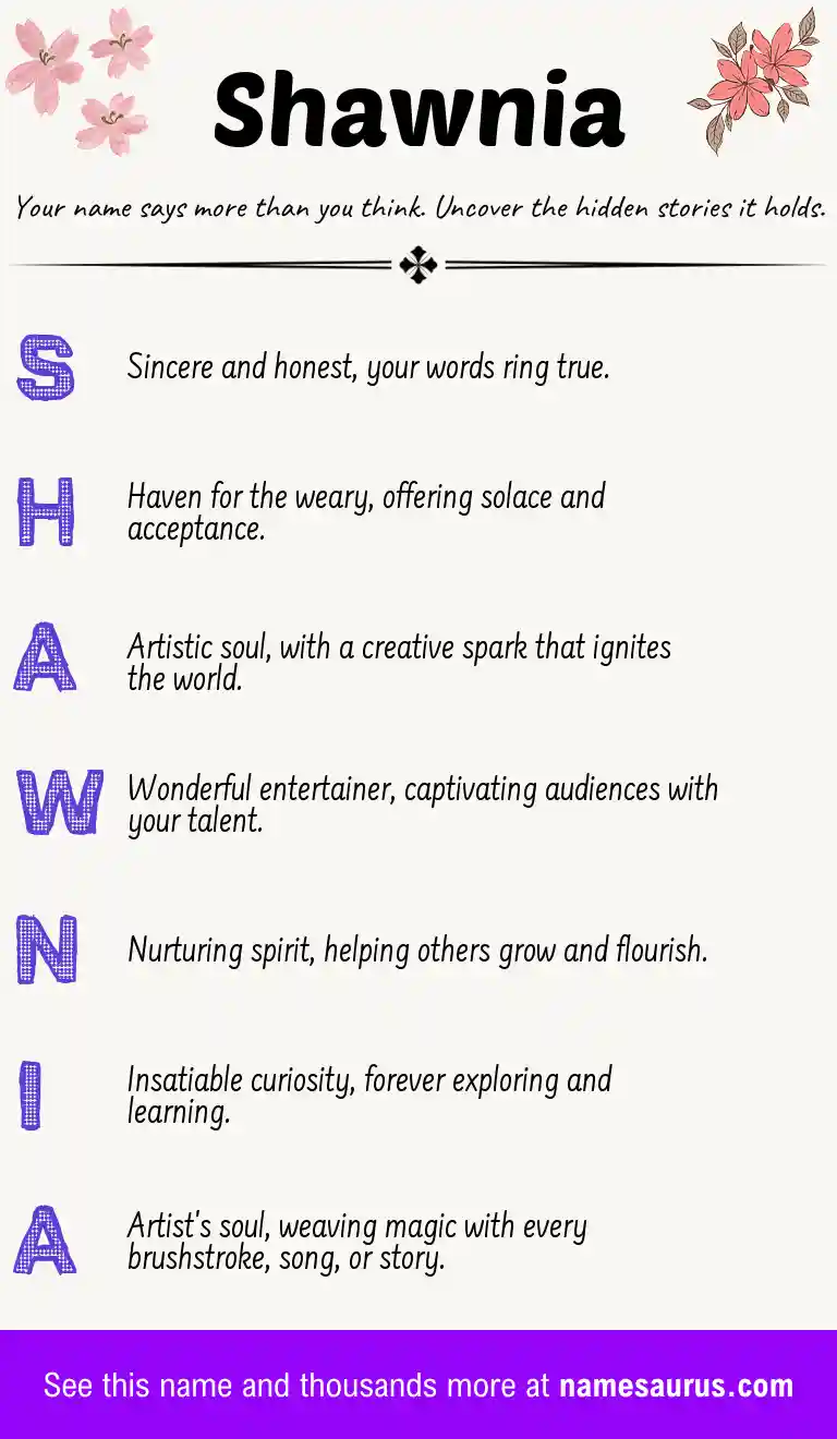Acrostic poem about Shawnia.