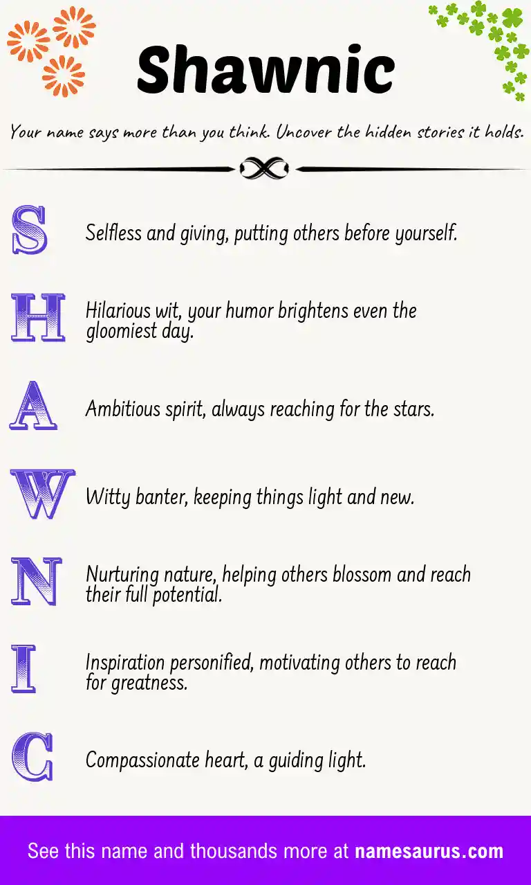 Acrostic poem about Shawnic.