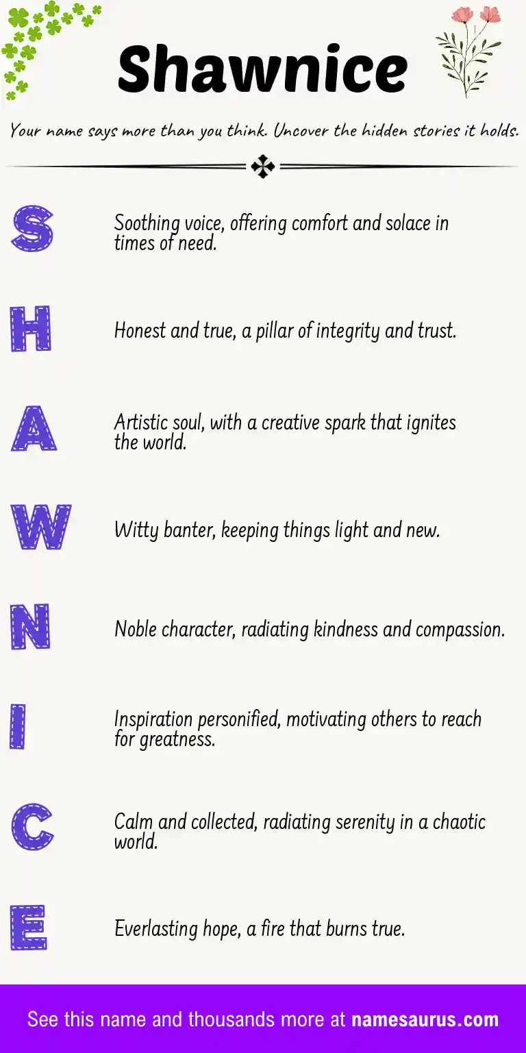 Acrostic poem about Shawnice.