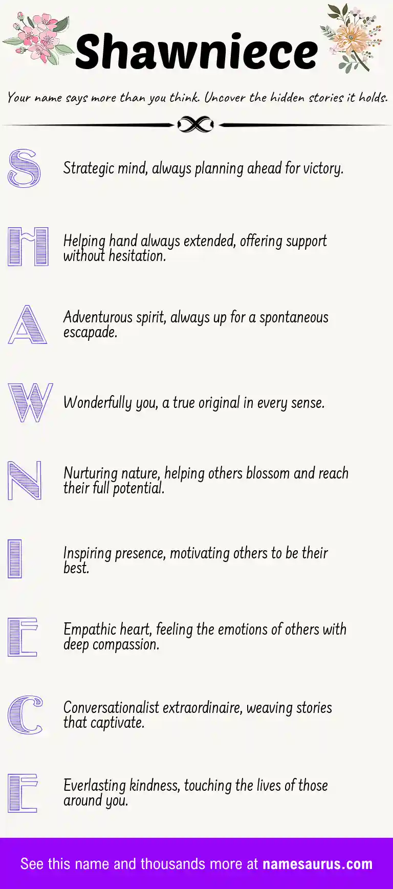 Acrostic poem about Shawniece.