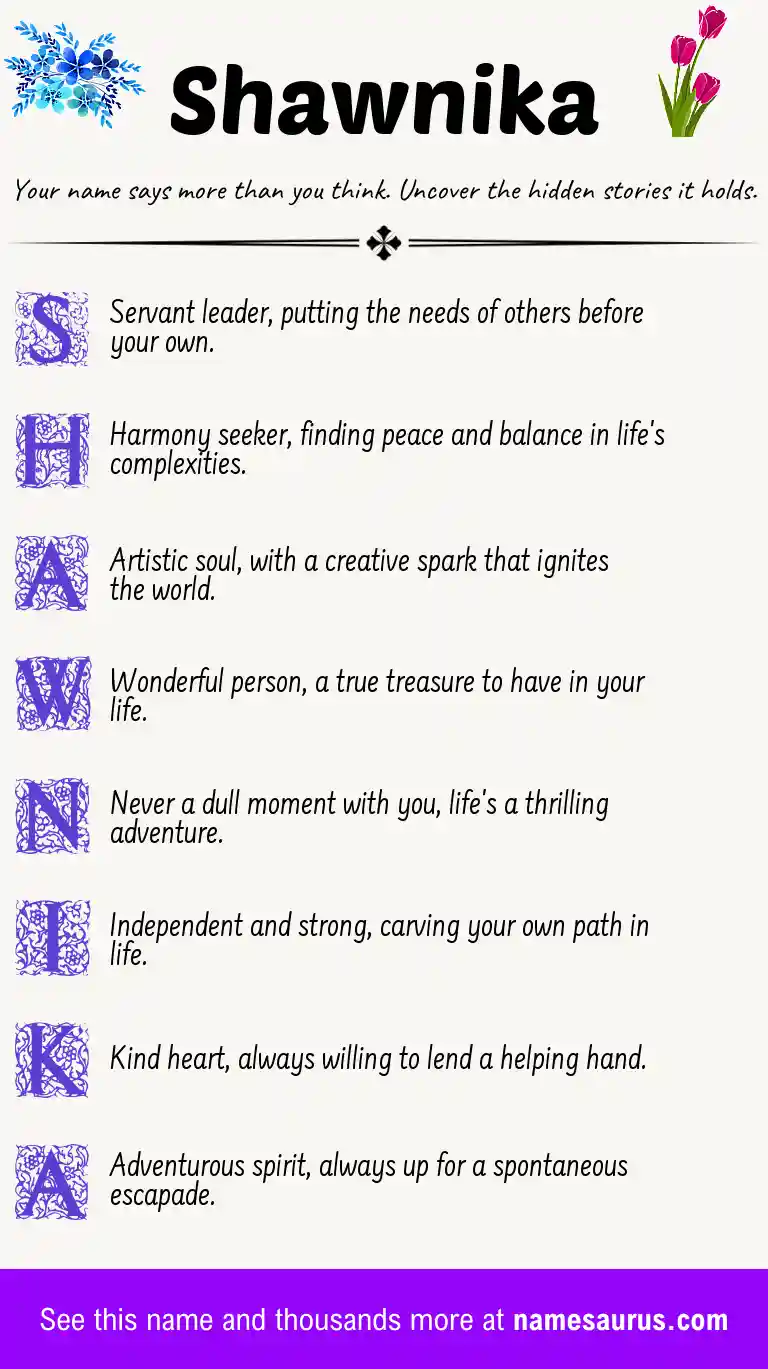 Acrostic poem about Shawnika.