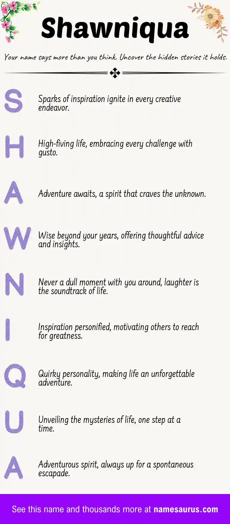 Acrostic poem about Shawniqua.