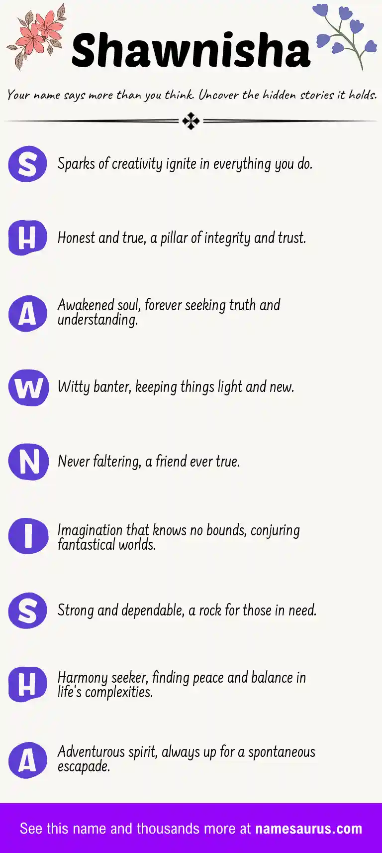 Acrostic poem about Shawnisha.