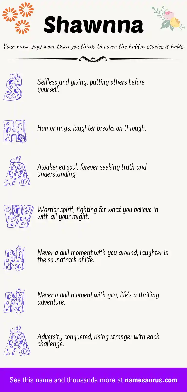 Acrostic poem about Shawnna.
