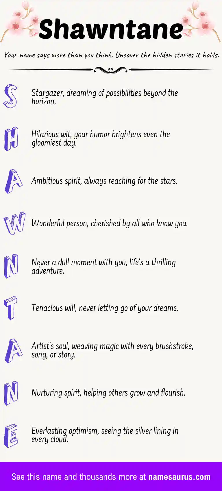 Acrostic poem about Shawntane.