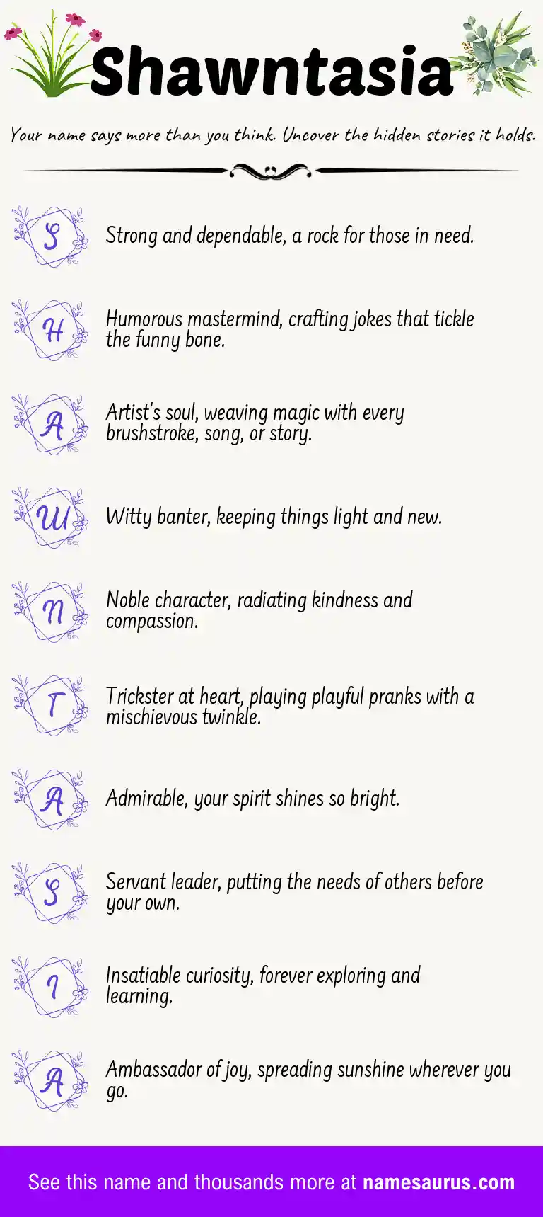 Acrostic poem about Shawntasia.