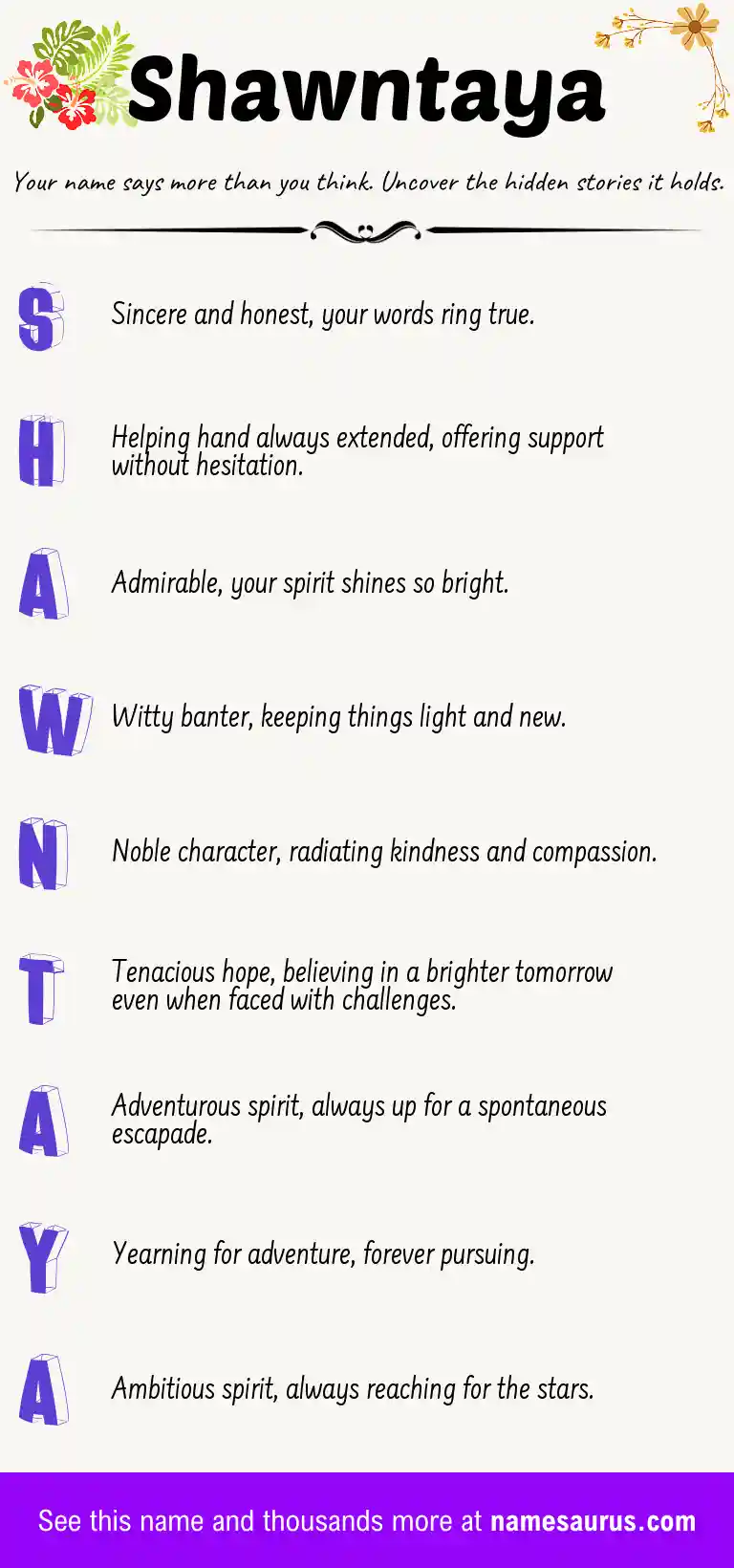 Acrostic poem about Shawntaya.