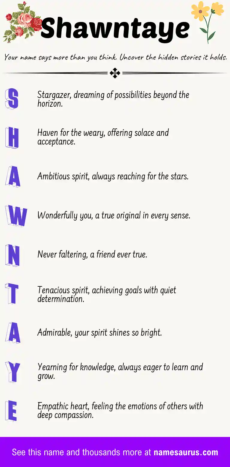 Acrostic poem about Shawntaye.
