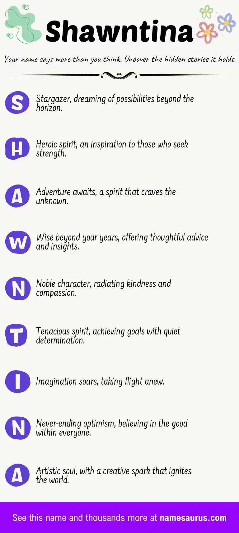 Acrostic poem about Shawntina.