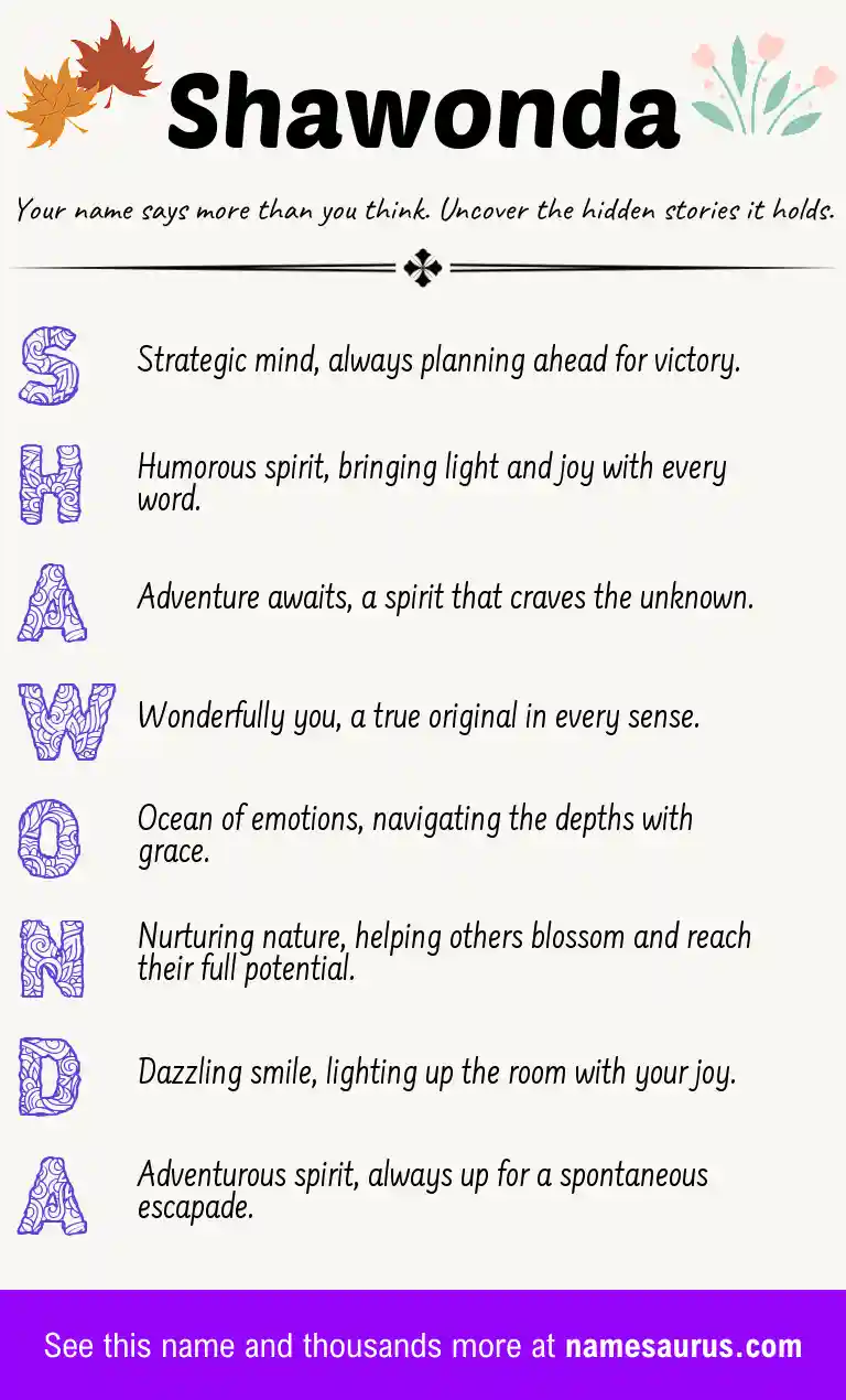 Acrostic poem about Shawonda.