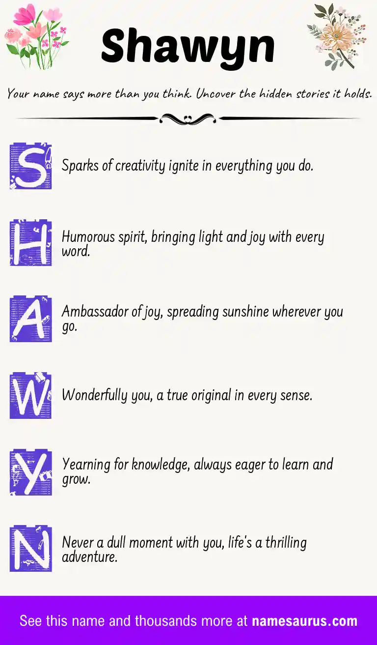 Acrostic poem about Shawyn.