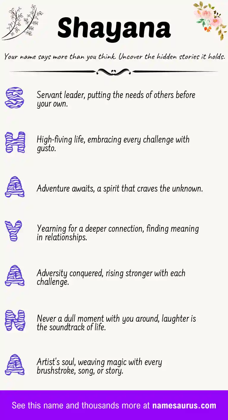Acrostic poem about Shayana.