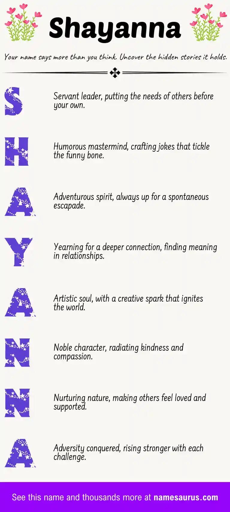 Acrostic poem about Shayanna.