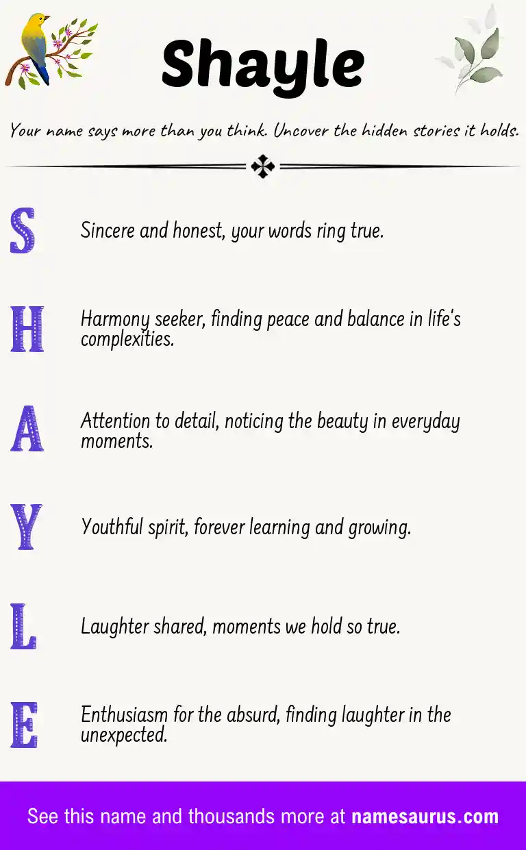 Acrostic poem about Shayle.