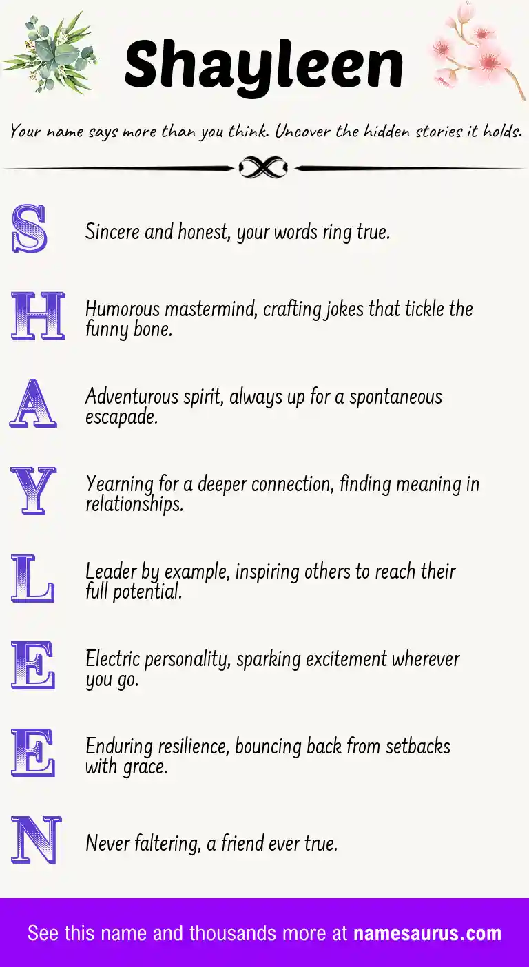 Acrostic poem about Shayleen.