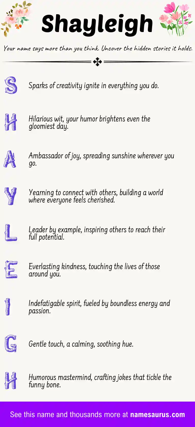 Acrostic poem about Shayleigh.