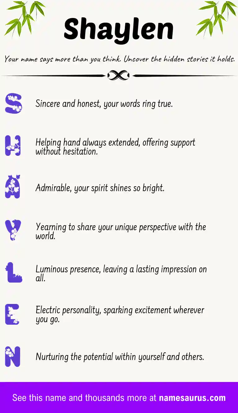 Acrostic poem about Shaylen.