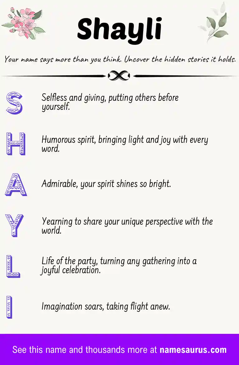 Acrostic poem about Shayli.