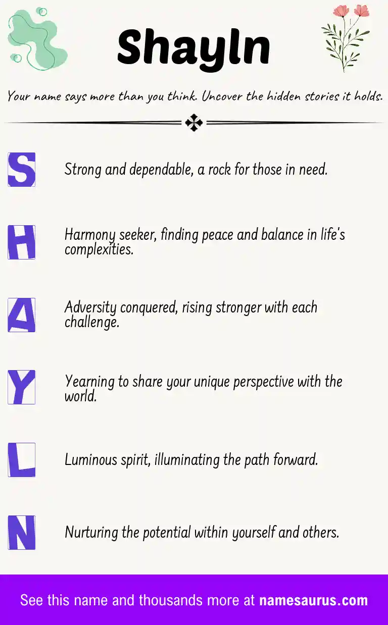 Acrostic poem about Shayln.