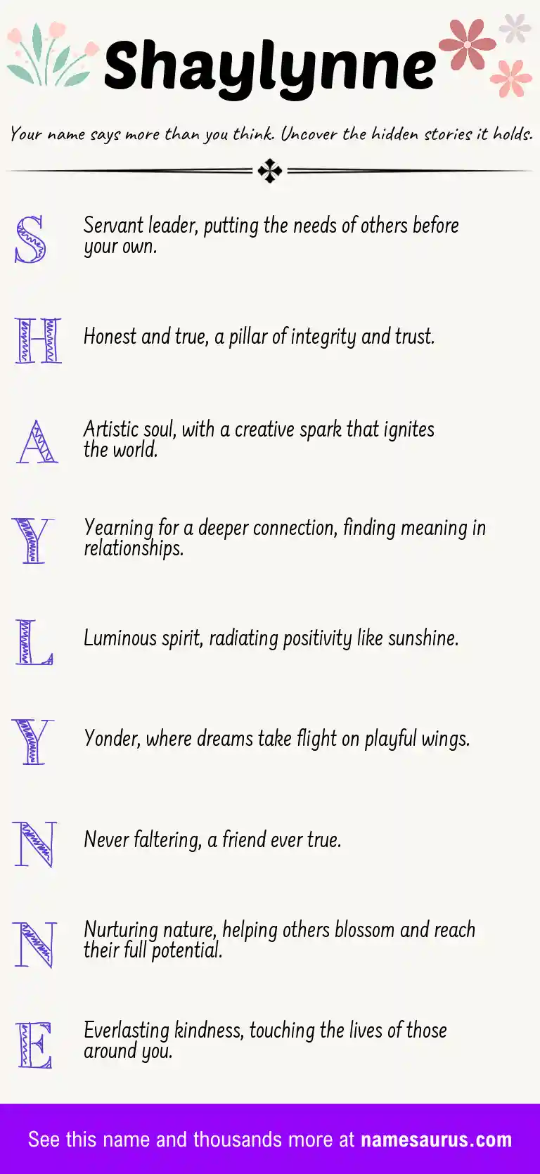 Acrostic poem about Shaylynne.