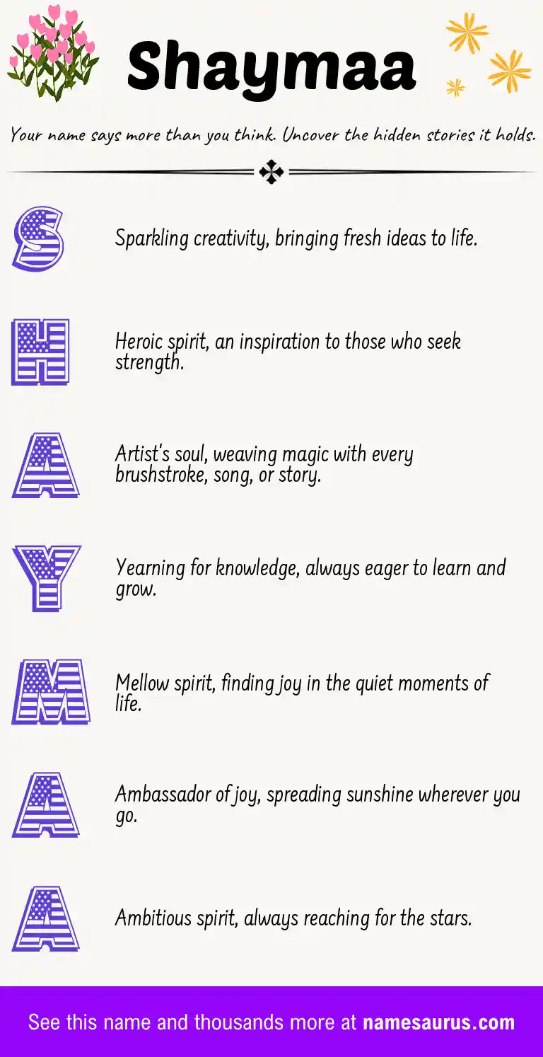 Acrostic poem about Shaymaa.