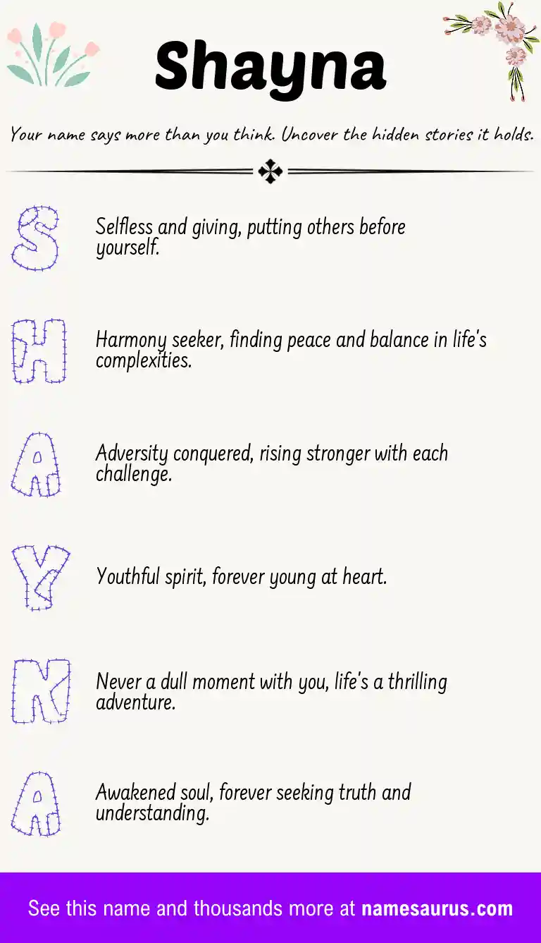 Acrostic poem about Shayna.