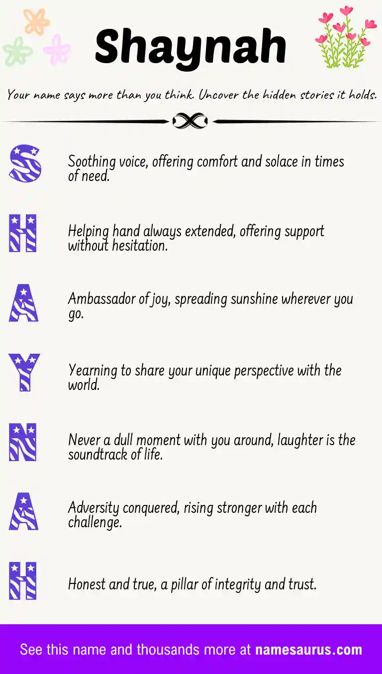 Acrostic poem about Shaynah.