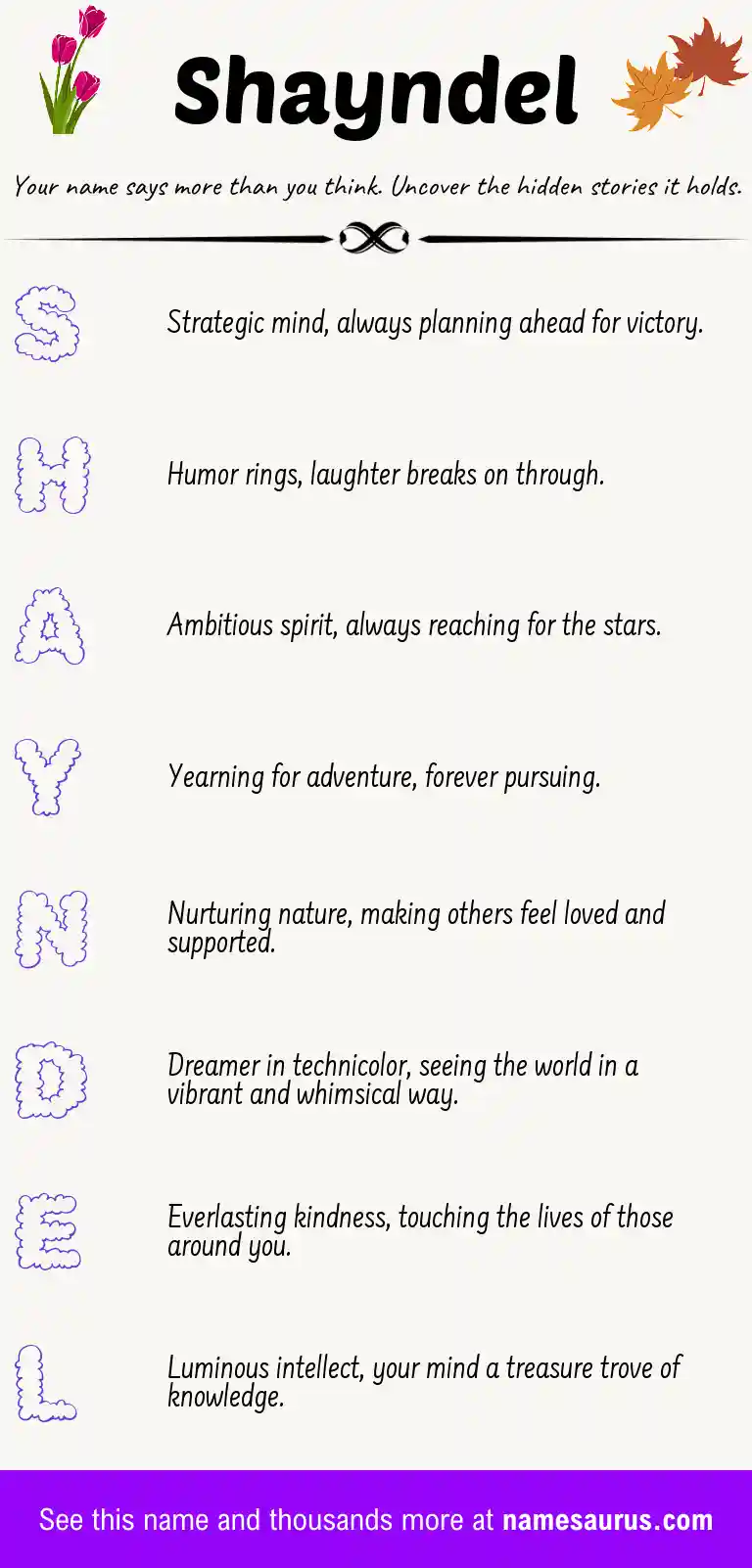 Acrostic poem about Shayndel.